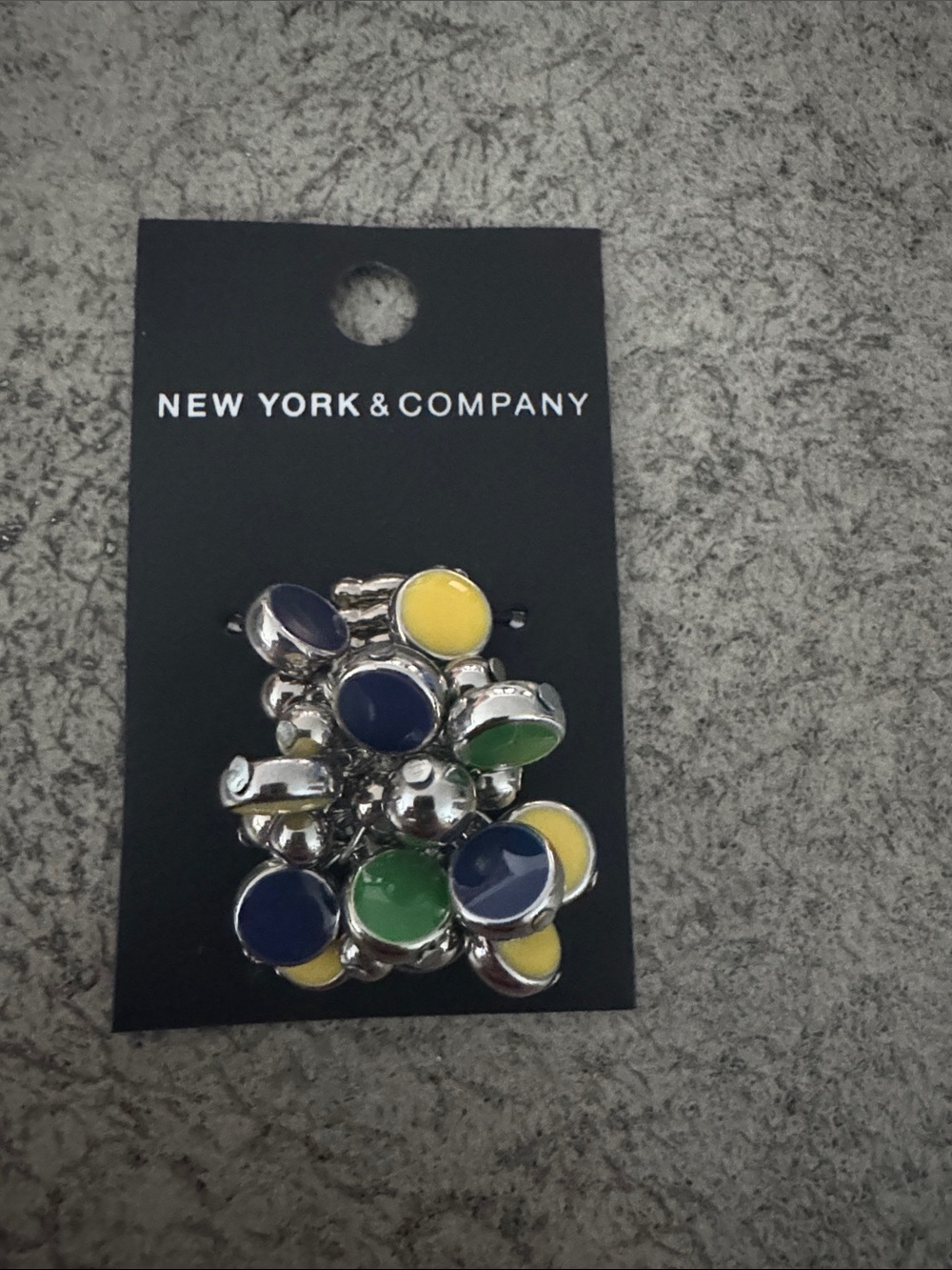 New York & Company Enamel Circle Cluster Hair Clip - Navy, Yellow, Green